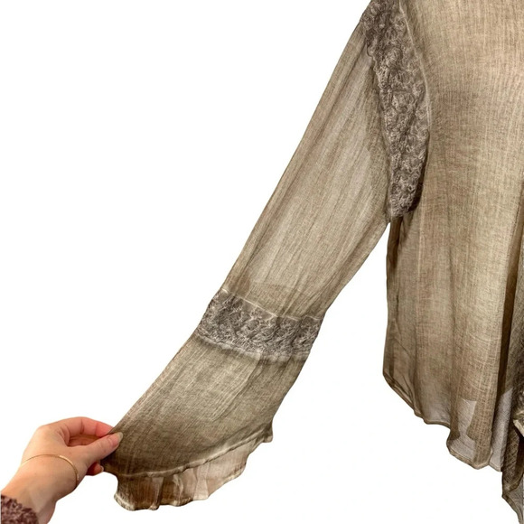 Sundance YAUVAN Sheer Gauze Embroidered Waterfall Cardigan Cover Up - Picture 2 of 8